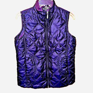 Jane Ashley Iridescent Purple Quilted Zip Vest PM Petite Gorpcore Wintercore